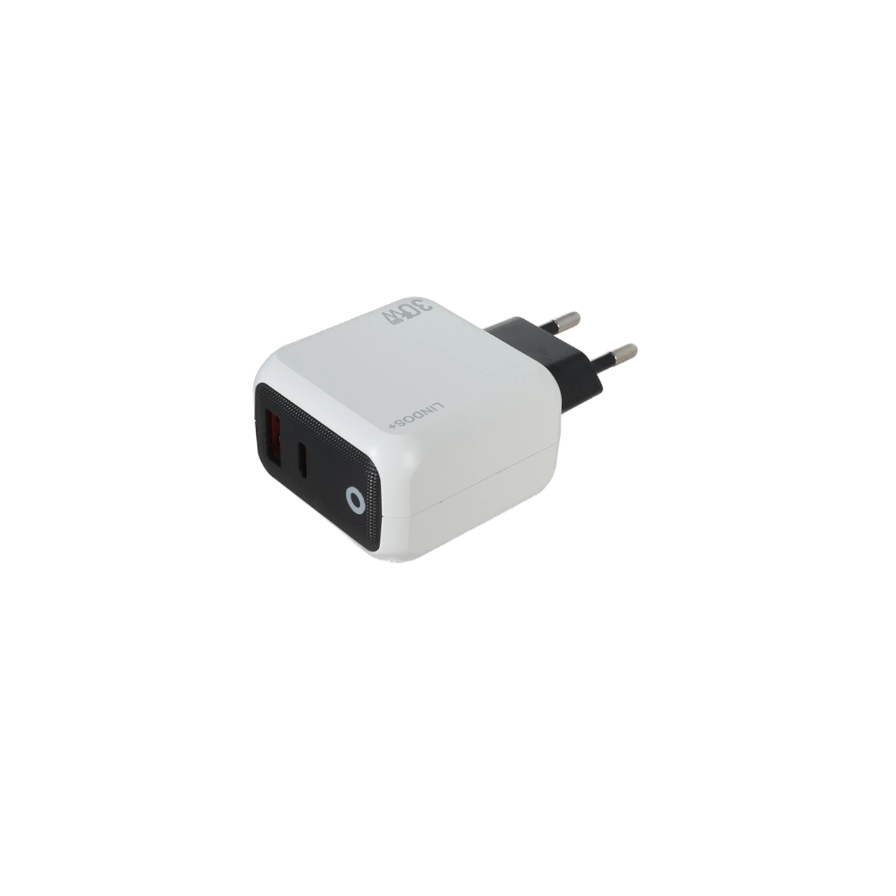 شارژر دیواری فست و PD دو پورت +Lindos مدل LN-CH30 30W به همراه کابل شارژ Type-C - سفید